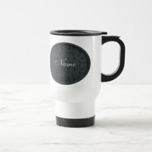 Monogram Your Name Black Floral Personalised Travel Mug