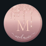 Monogram Your Name Rose Gold Glitter Magnet<br><div class="desc">Magnets with Monogram Name Text Rose Gold Blush Glitter Sparkle Personalized Anniversary Party or Wedding Supplies / Gift - Add Your Letter / Name - Text or Remove - Make Your Special Magnet Gift - Resize and move or remove and add text / elements with customization tool. Design by MIGNED....</div>