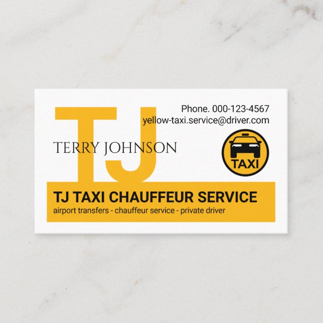 Monogram Your Taxi Driver Name Business Card (Front)