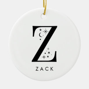 Monogram Z Celestial Name Ceramic Tree Decoration