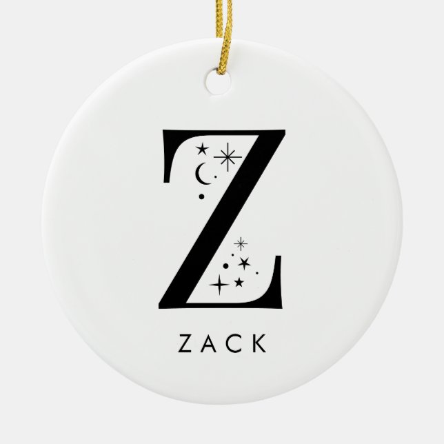 Monogram Z Celestial Name  Ceramic Tree Decoration (Front)