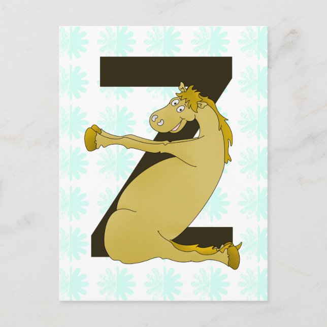 Monogram Z Funny Pony Customised Postcard (Front)