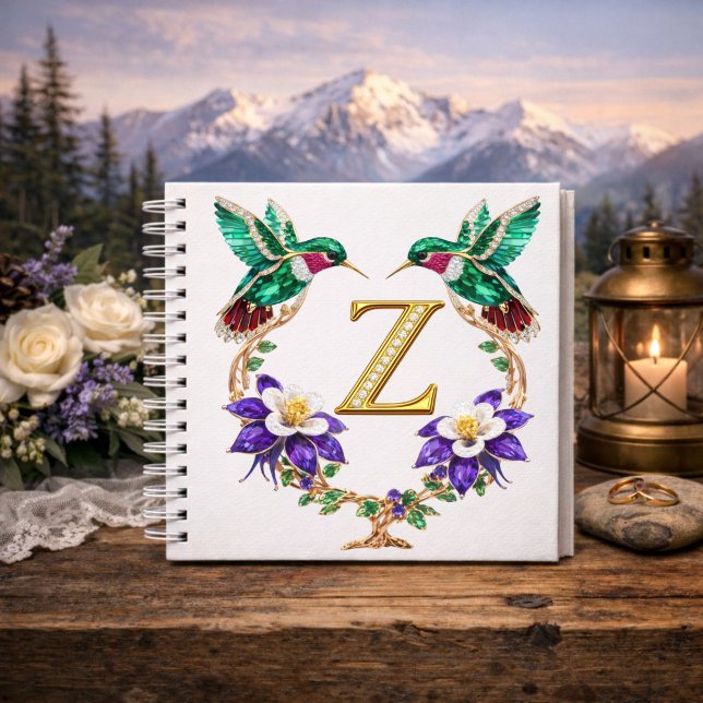 Monogram Z Gold Hummingbird Wedding Shower Gift Notebook (Creator Uploaded)