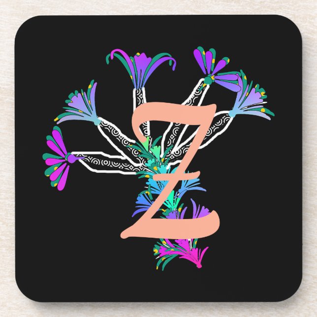 Monogram Z Initial  Beverage Coaster (Front)