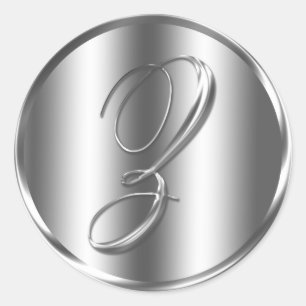Monogram Z Silver Colour Wedding Invitation Holida Classic Round Sticker