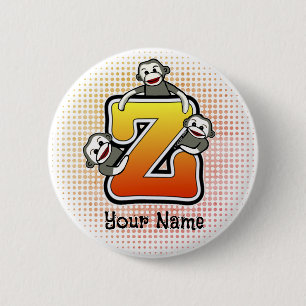 Monogram Z Sock Monkey 6 Cm Round Badge