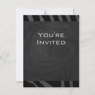 Monogram Zebra Black and Grey Invitation