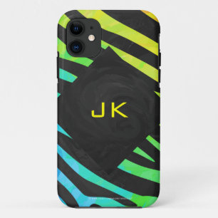 Monogram Zebra Black and Rainbow Print Case-Mate iPhone Case
