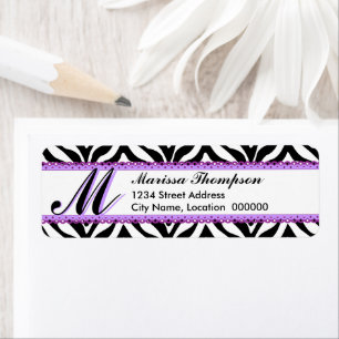 Monogram Zebra Print and Purple Lace