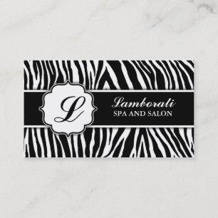 Monogram Zebra Print Hair Stylist Hairdresser Business Card