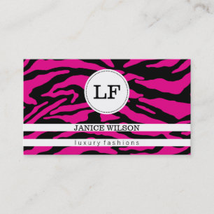 Monogram   Zebra Print (hot pink) Business Card