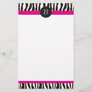 Monogram Zebra Stripes Customisable Stationery