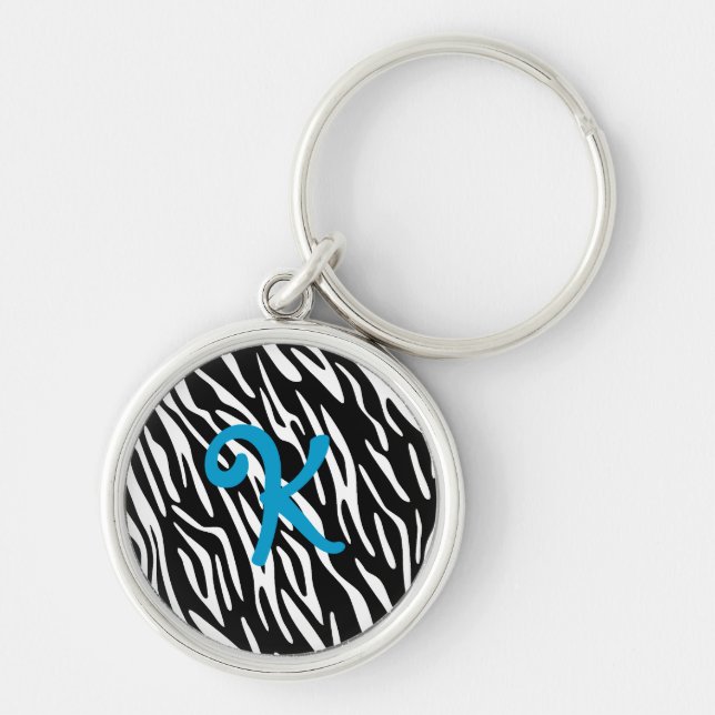 Monogram Zebra Stripes Key Chain (Front)