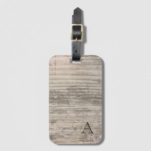 Monogram Zen Wood Grain Design Black Brown Stripes Luggage Tag