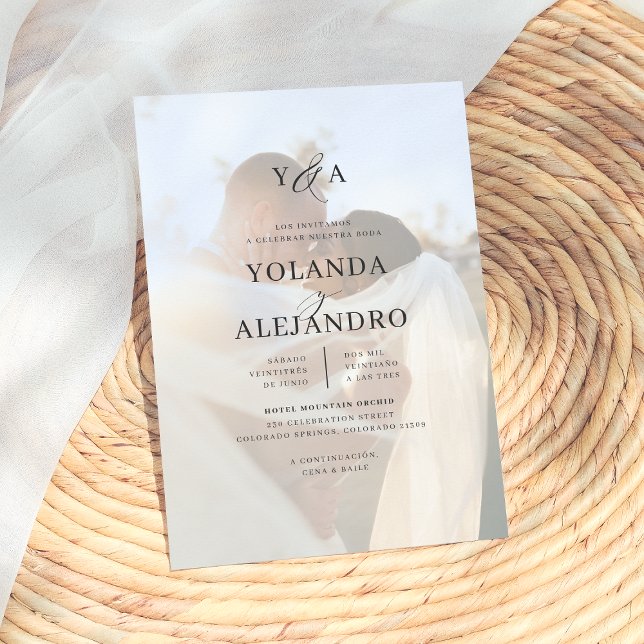 Monograma de Boda Invitaciones Elegantes con Foto Invitation (Creator Uploaded)