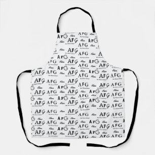 monogramapron with pattern of black name & initial apron