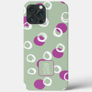  Monogramd Elegant Abstracts sage circles Pattern iPhone 13 Pro Max Case