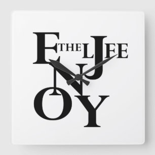 Monograme Enjoy life Square Wall Clock