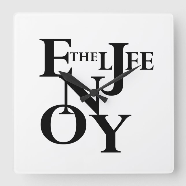 Monograme Enjoy life Square Wall Clock (Front)