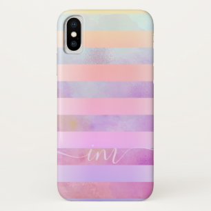 Monogramed Abstract Rainbow Stripes in Watercolor Case-Mate iPhone Case