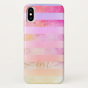Monogramed Abstract Yellow Stripes in Watercolor C Case-Mate iPhone Case