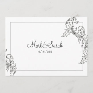 Monogramed Acanthus White & Black Invitation