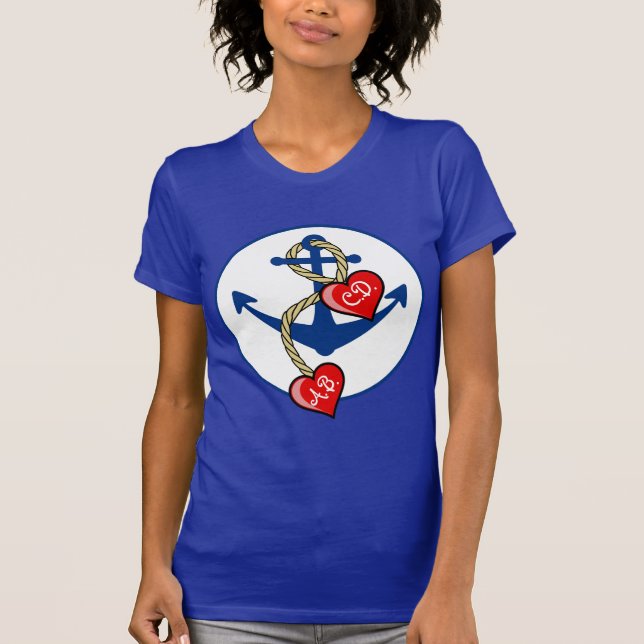 Monogramed Anchor with hearts T-Shirt (Front)