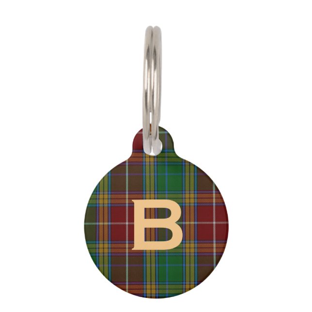Monogramed Baxter Plaid Dog Tag (Front)