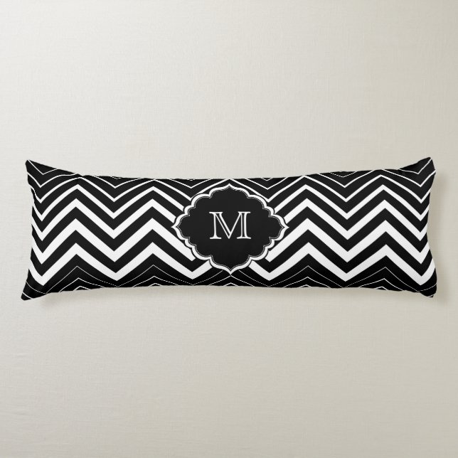 Monogramed Black And White Zigzag Chevron Body Cushion (Front)