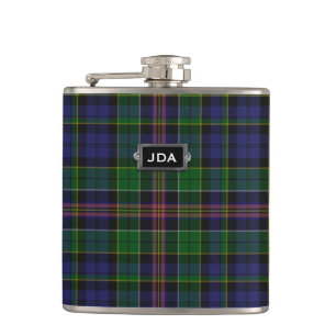 Monogramed Clan Allison Tartan Plaid Flask
