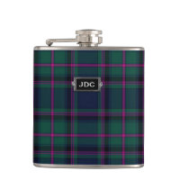 Monogramed Clan Cooper Tartan Plaid Flask