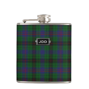 Monogramed Clan Davidson Tartan Plaid Flask