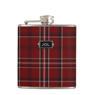 Monogramed Clan Lougheed Tartan Plaid Flask