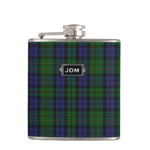 Monogramed Clan MacEwen Tartan Plaid Flask