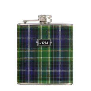 Monogramed Clan MacKellar Tartan Plaid Flask