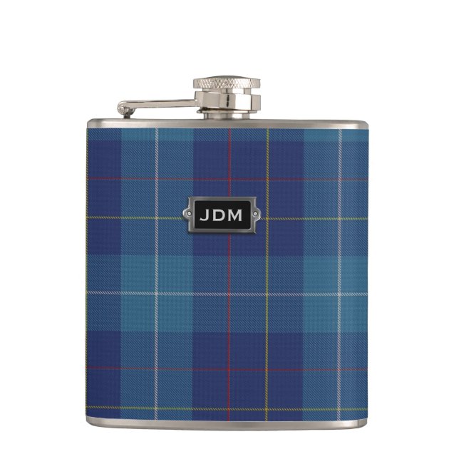 Monogramed Clan MacKerrell Tartan Plaid Flask (Front)