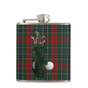 Monogramed Clan MacLean Tartan Plaid Golf Flask
