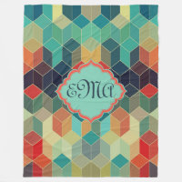Monogramed Colourful Cubes Geometric Pattern