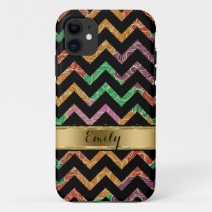 Monogramed Colourful Zigzag Chevron Pattern Case-Mate iPhone Case