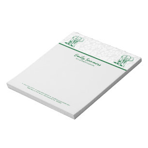 Monogramed Cute Hunter Green Elephant Line Drawing Notepad