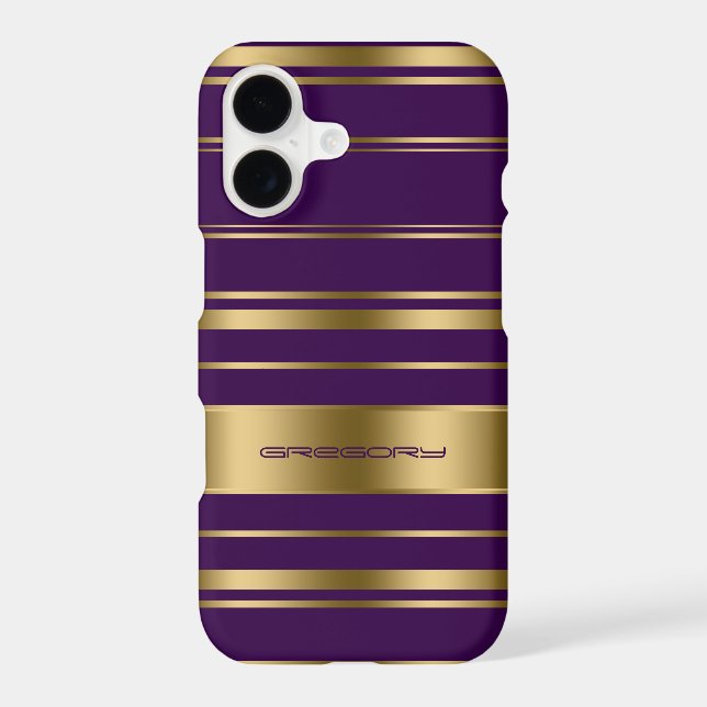 Monogramed Gold & Purple Stripes Pattern (Back)