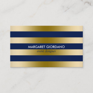 Monogramed Gold Stripes Geometric Pattern 2 Business Card