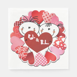 Monogramed Hearts  Paper  Napkin