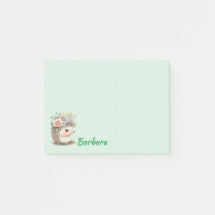 Monogramed Hedgehog Floral Post-it Notes