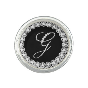 Monogramed Letter G In Sparkling Diamonds Ring