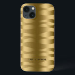 Monogramed Metallic Gold Wavy Zebra Stripes iPhone 13 Case<br><div class="desc">Gold metallic wavy zebra stripes pattern. Custom and optional monogram.</div>