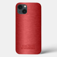 Monogramed Metallic Red Brushed Aluminium Look Cas