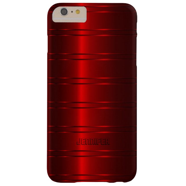 Monogramed Metallic Red Stripes Pattern Case-Mate iPhone Case (Back)