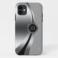 Monogramed Metallic Silver & Diamonds Glitter