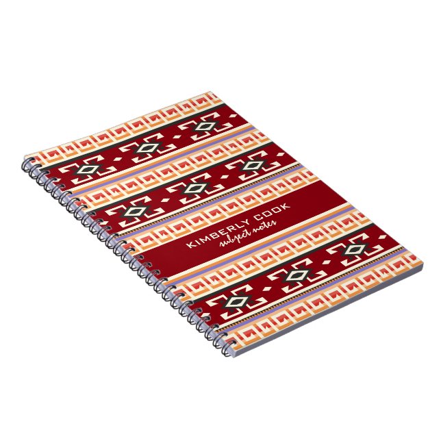 Monogramed Native American Tribal Geometric Patter Spiral Notebook (Right Side)